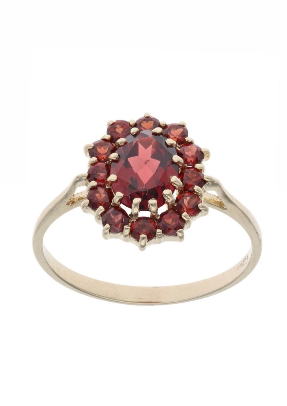 9ct Yellow Gold Garnet Cluster Ring