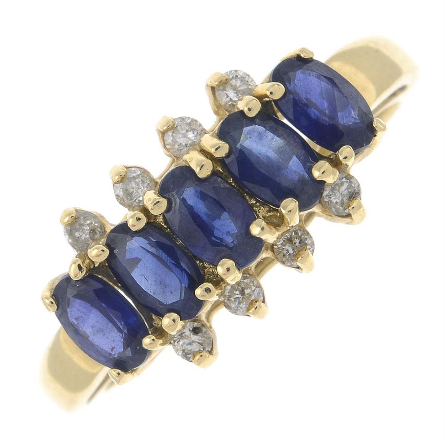 14k Sapphire & diamond dress ring - Size: N
