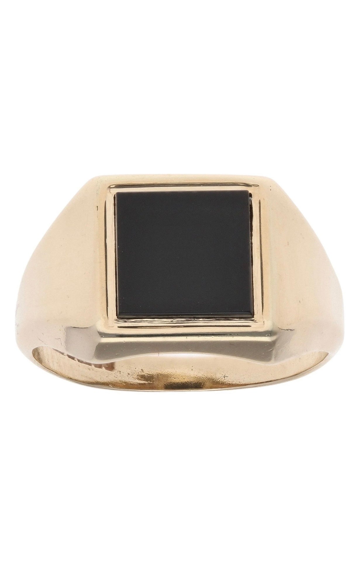 Yellow Gold Onyx Signet Ring - Size: M