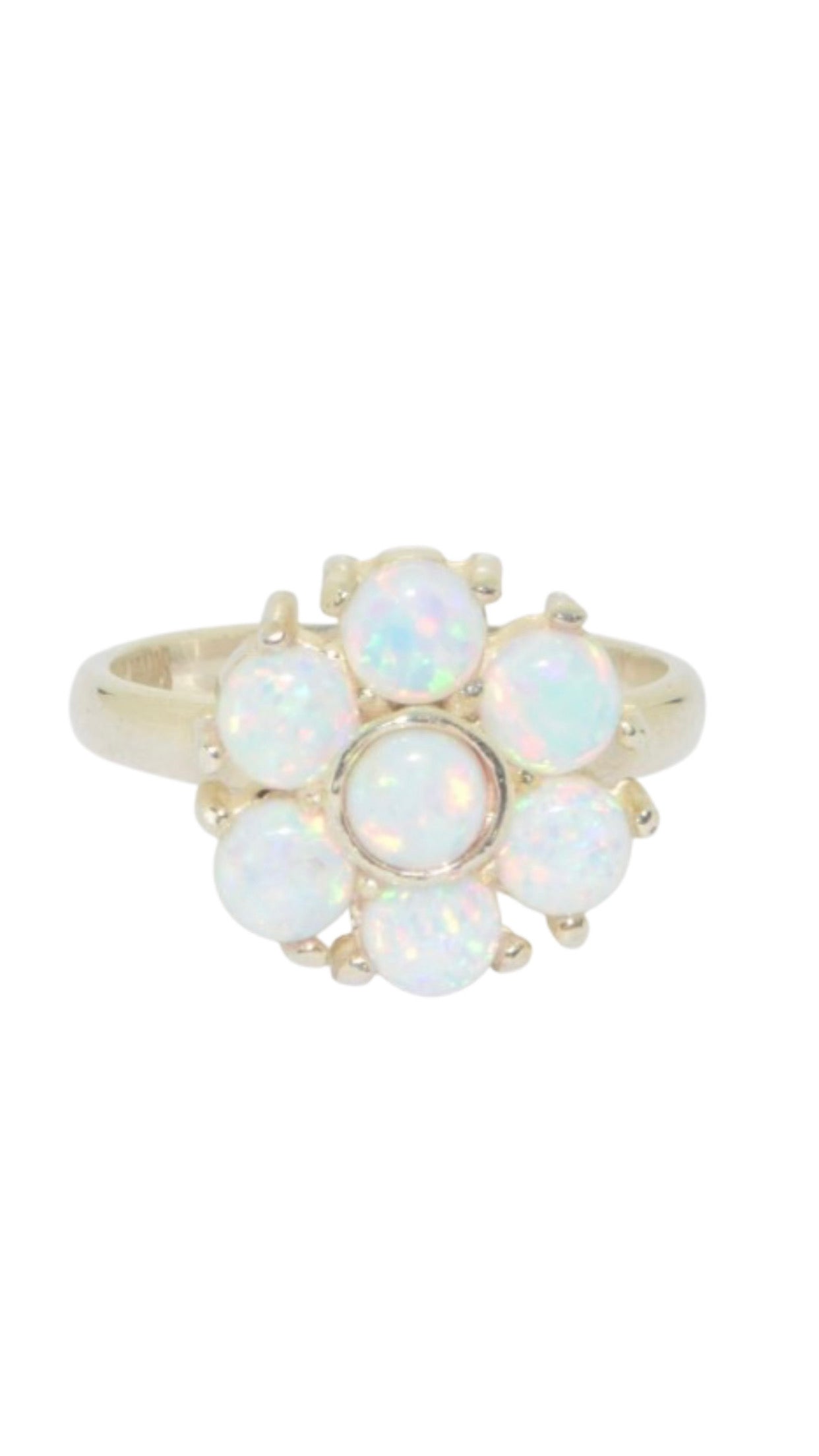 Silver Opal flower Ring
