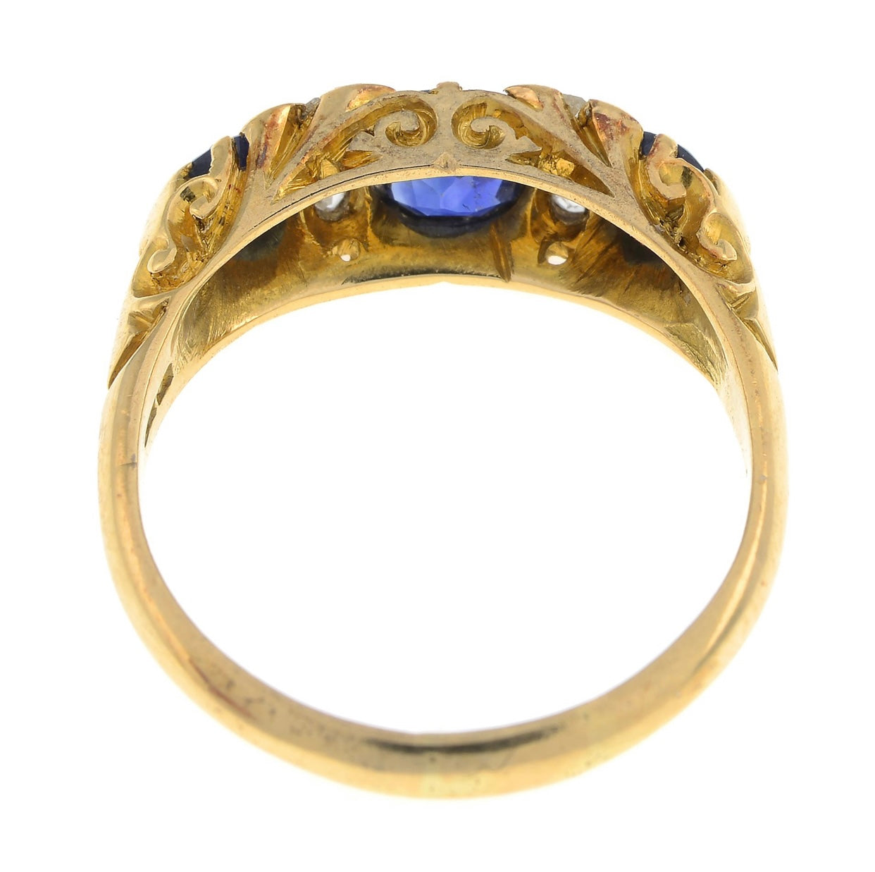 Edwardian Blue Sapphire & Diamond Ring - Size: M