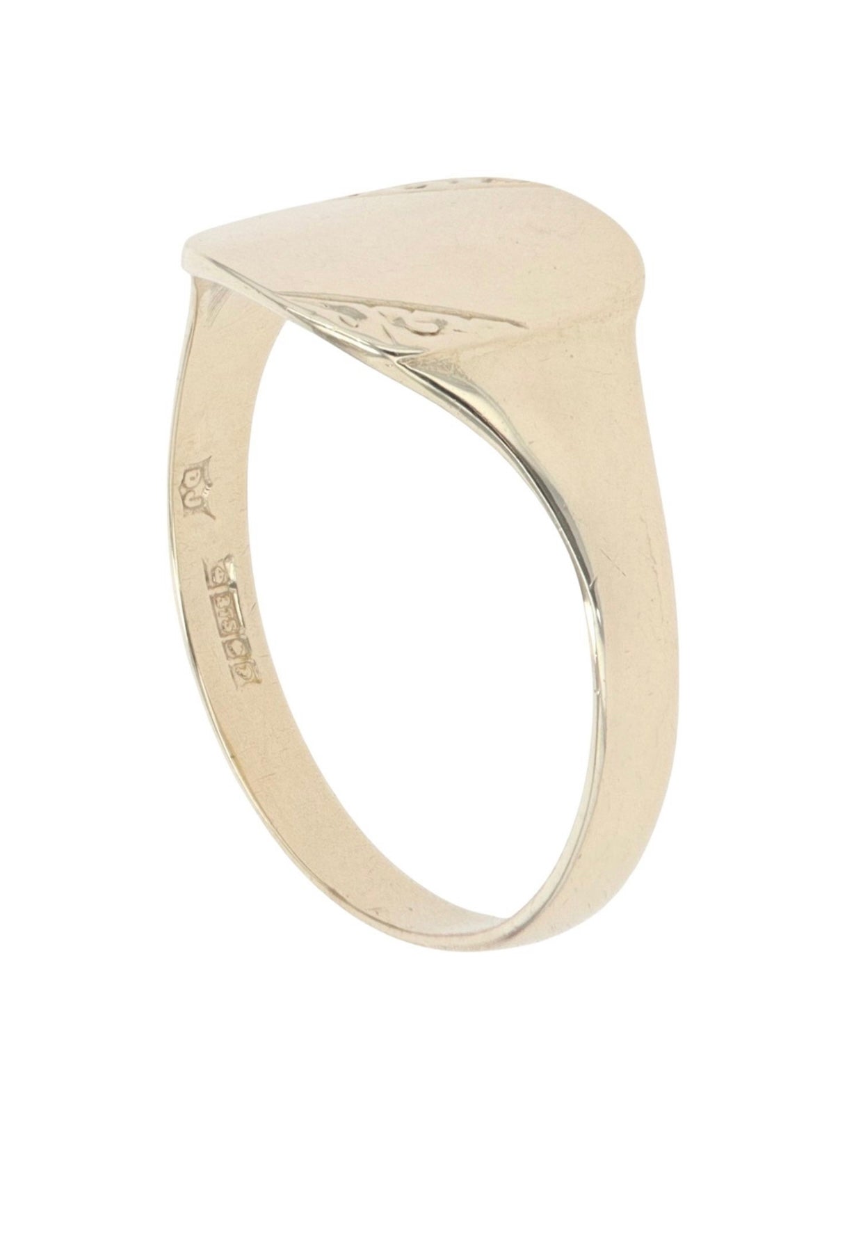 9ct Yellow Gold Patterned Signet Ring - Size: U