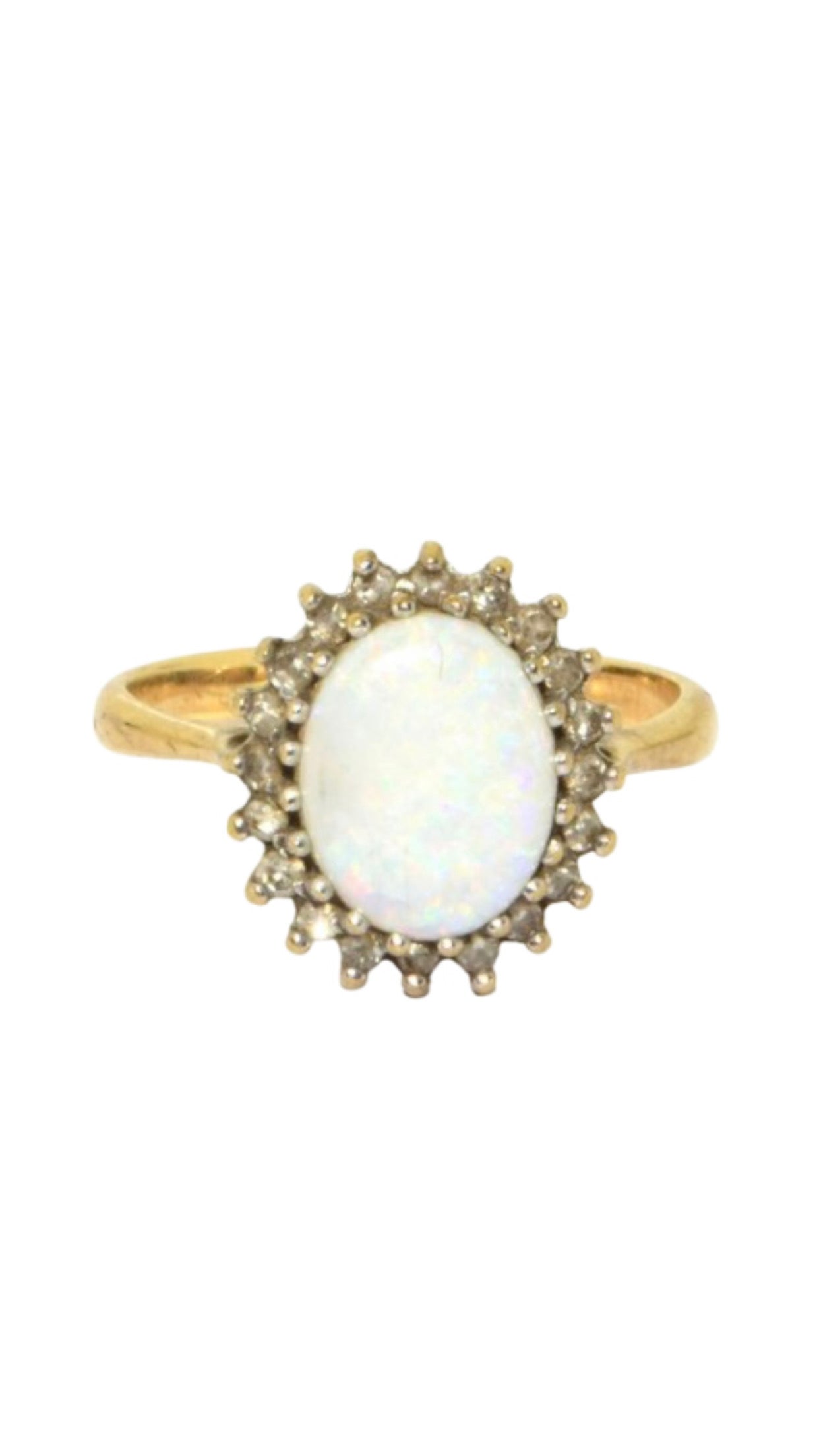 Opal & Diamond Halo Ring