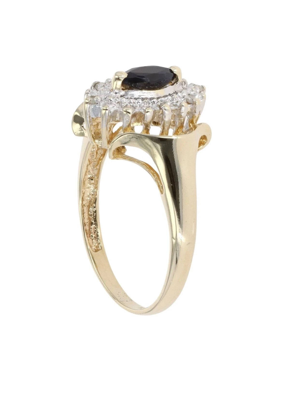 9ct Yellow Gold Sapphire & Diamond Cluster Ring - Size: K