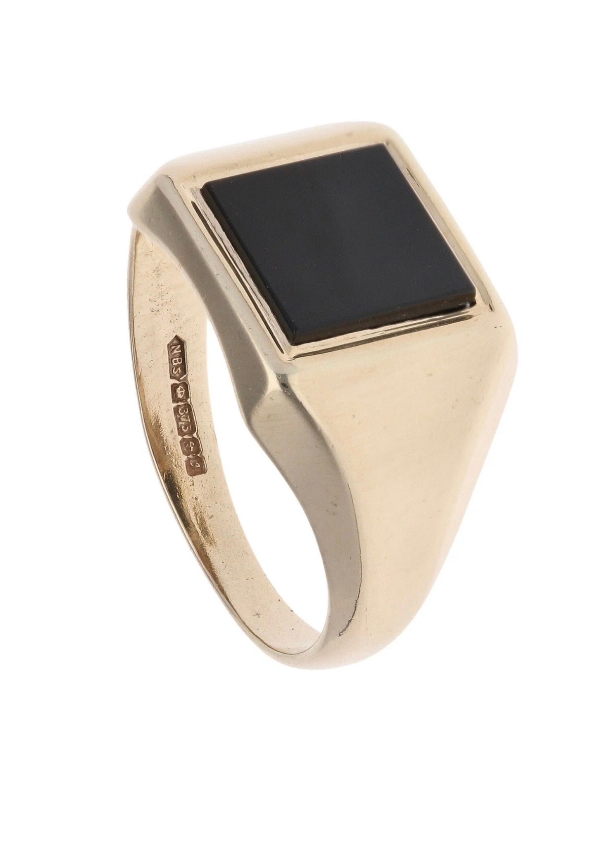 Yellow Gold Onyx Signet Ring - Size: M