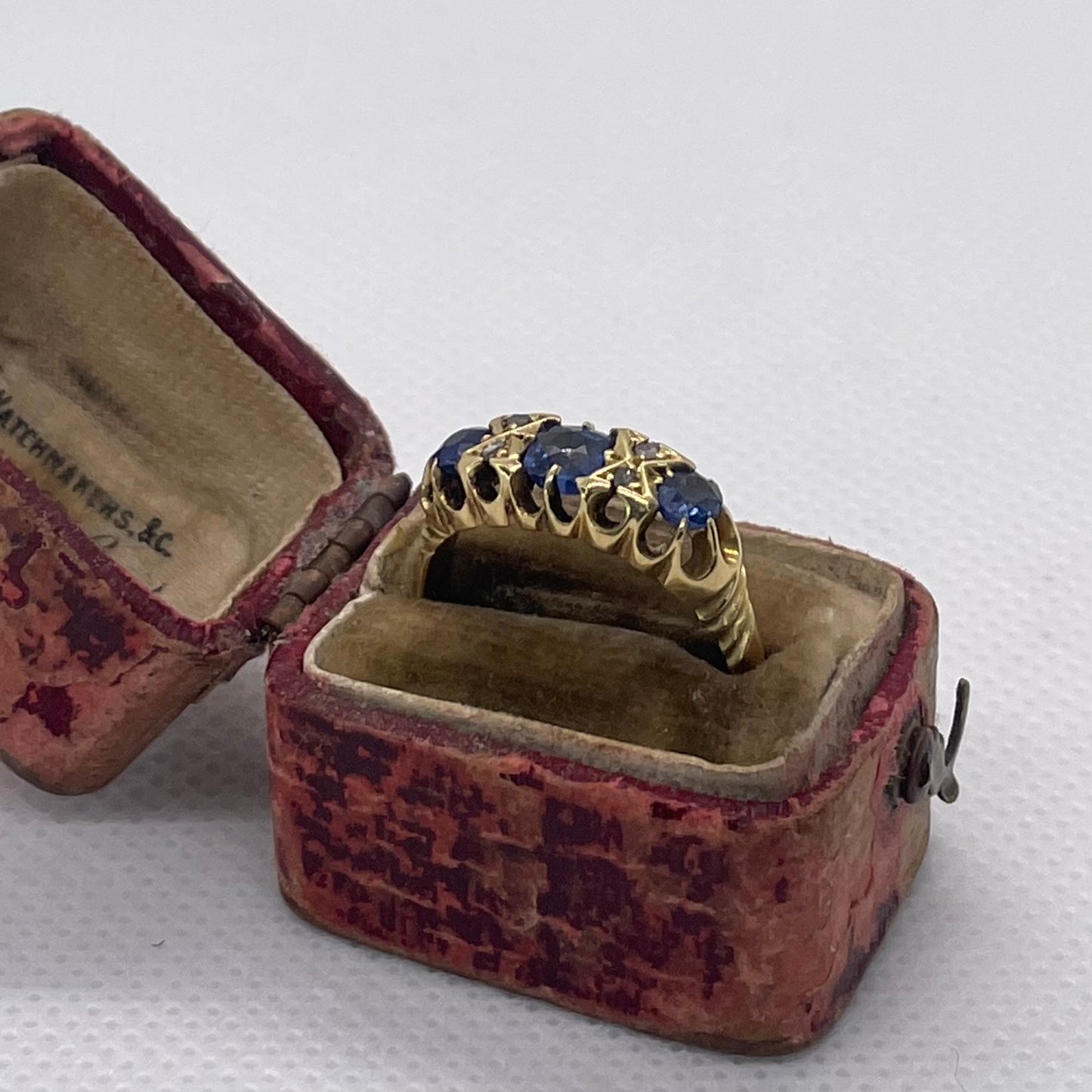 Edwardian Blue Sapphire & Diamond Ring - Size: O