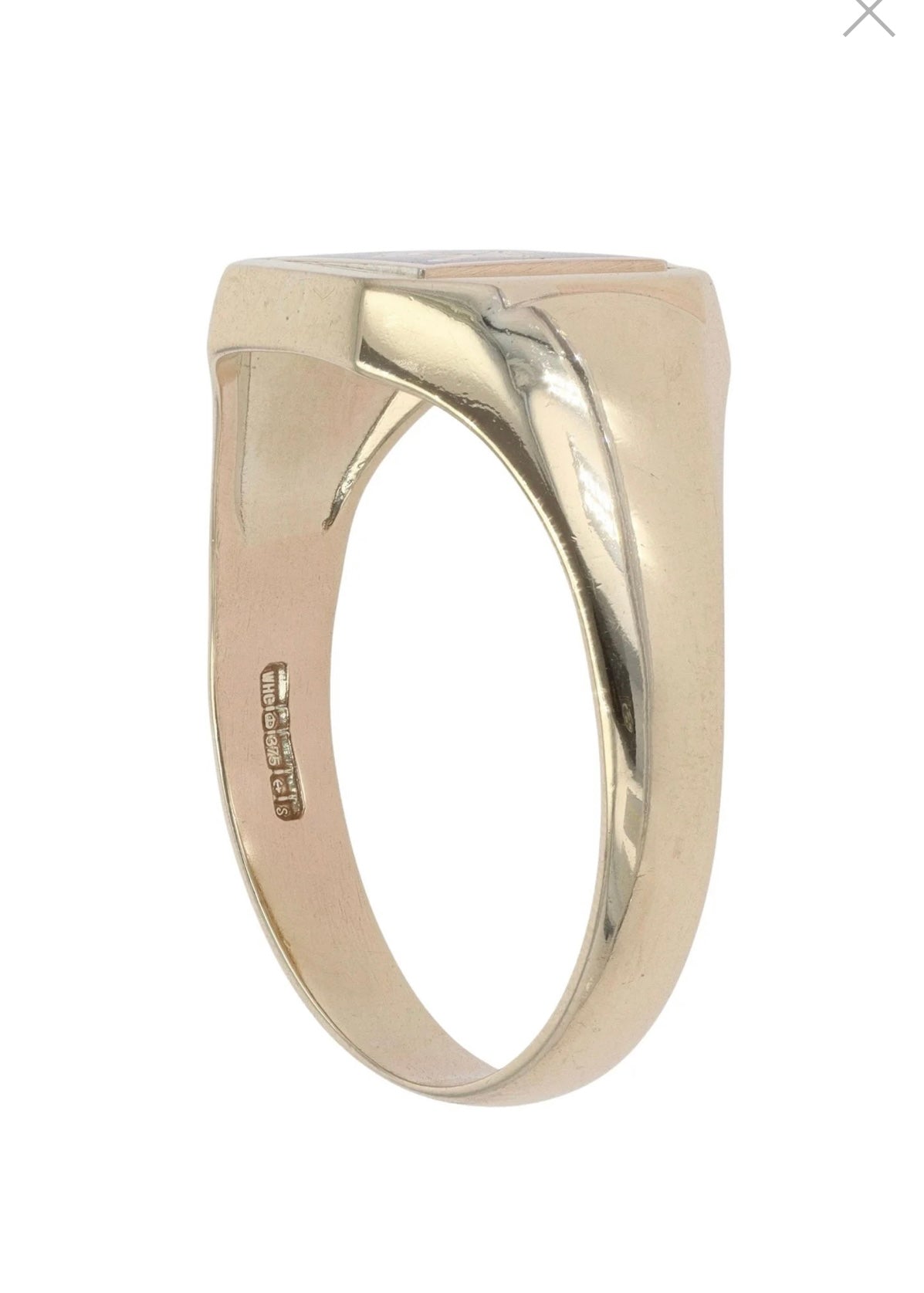 Yellow Gold Blue Enamel Masonic Signet Ring - Size: W