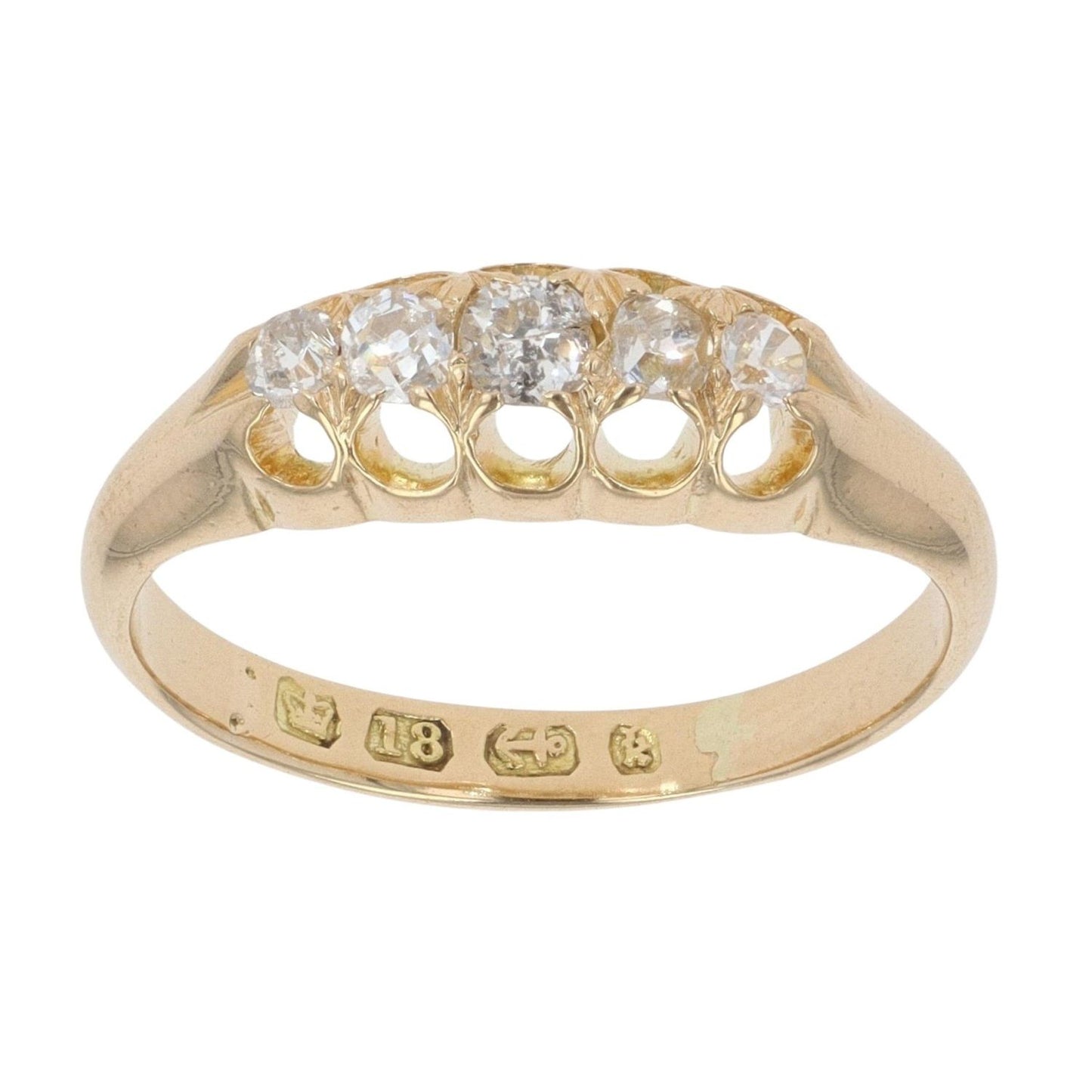 18ct Yellow Gold Diamond Five Stone Ring - Size K