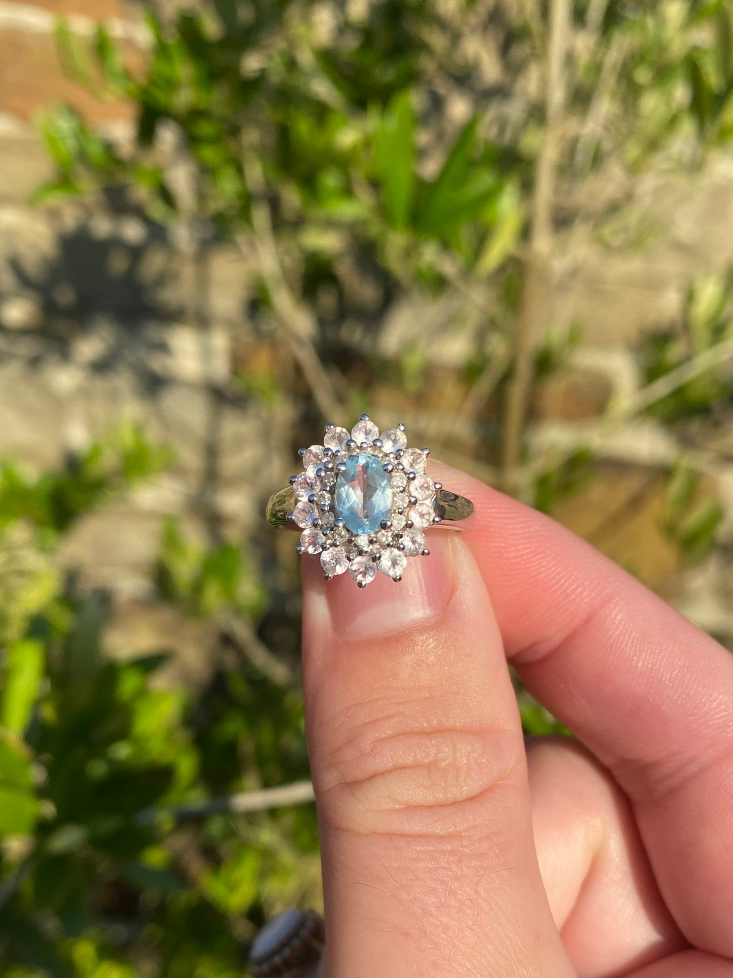 White Gold Aquamarine Cluster Ring