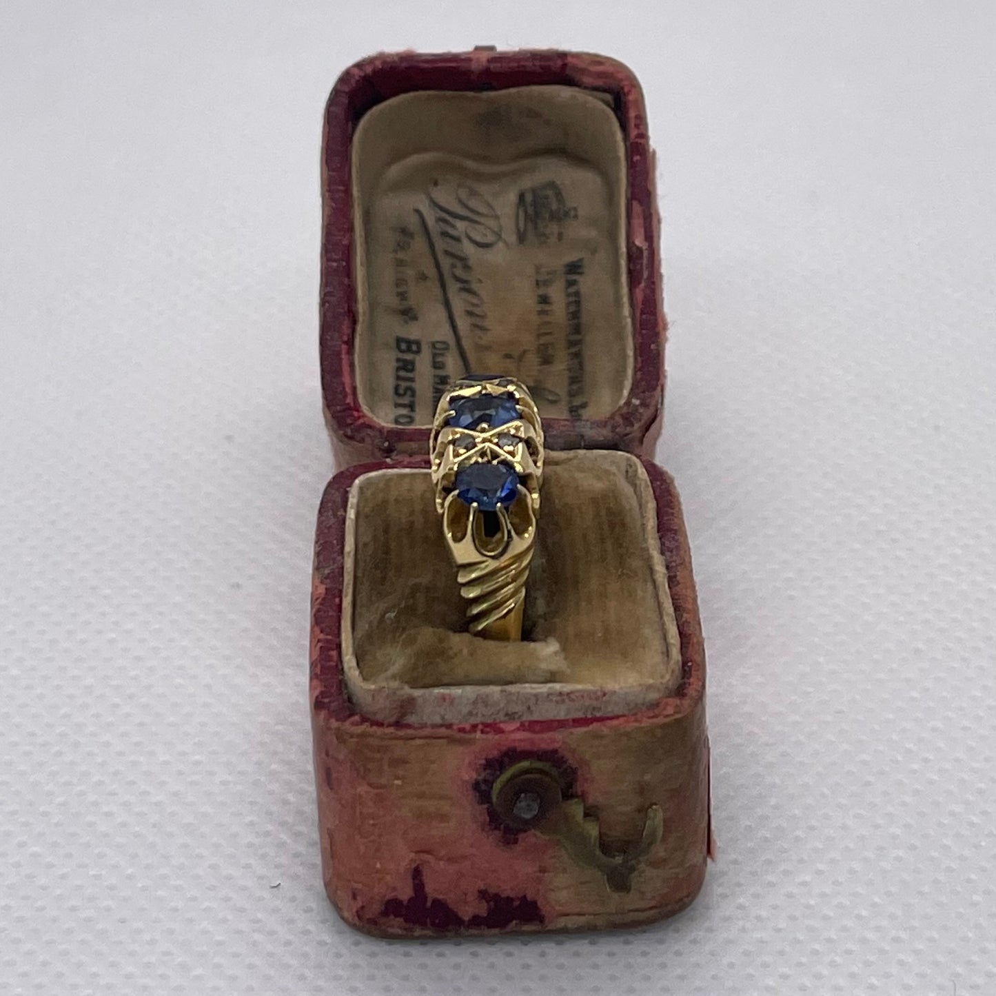 Edwardian Blue Sapphire & Diamond Ring - Size: O
