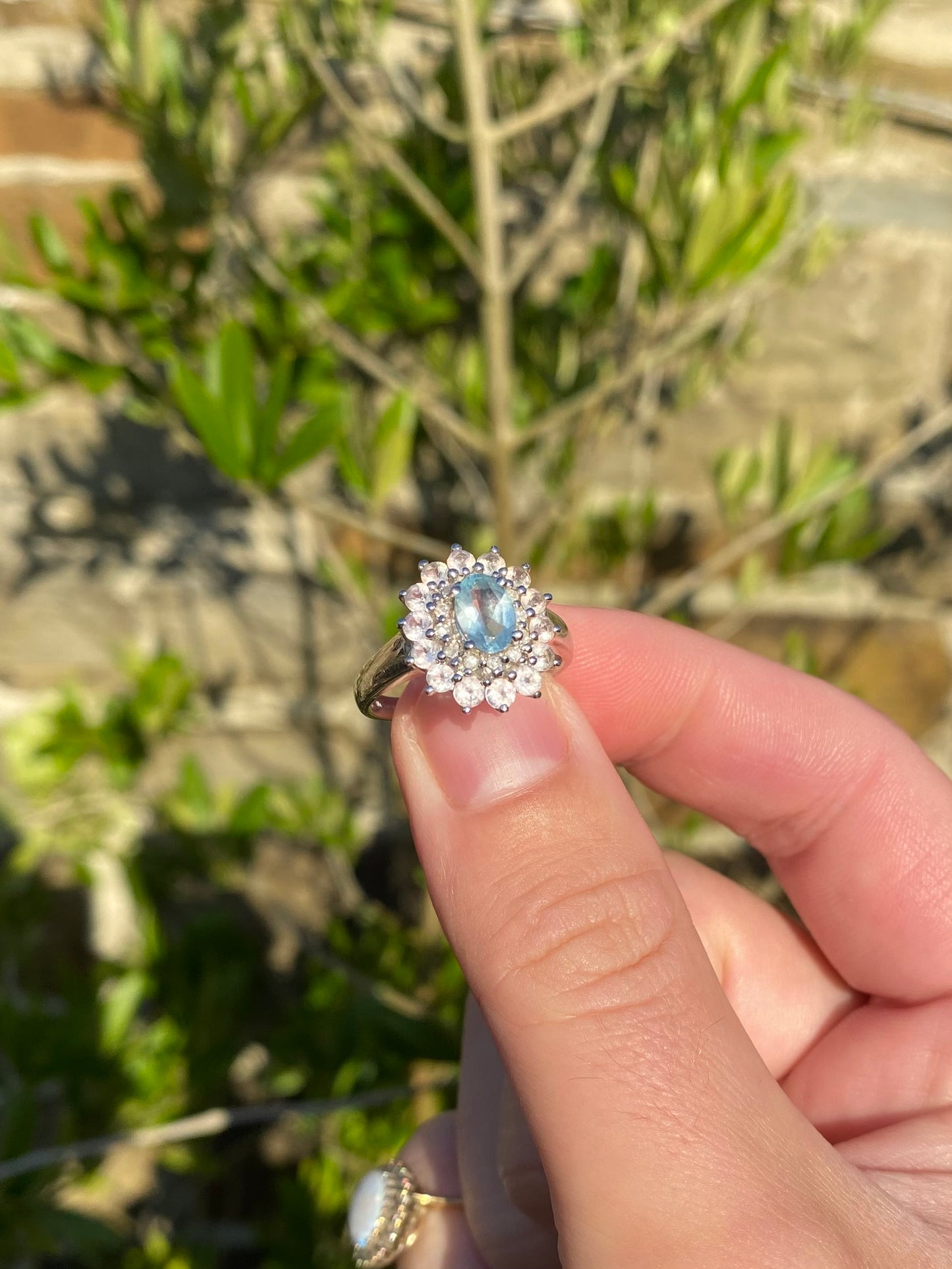 White Gold Aquamarine Cluster Ring