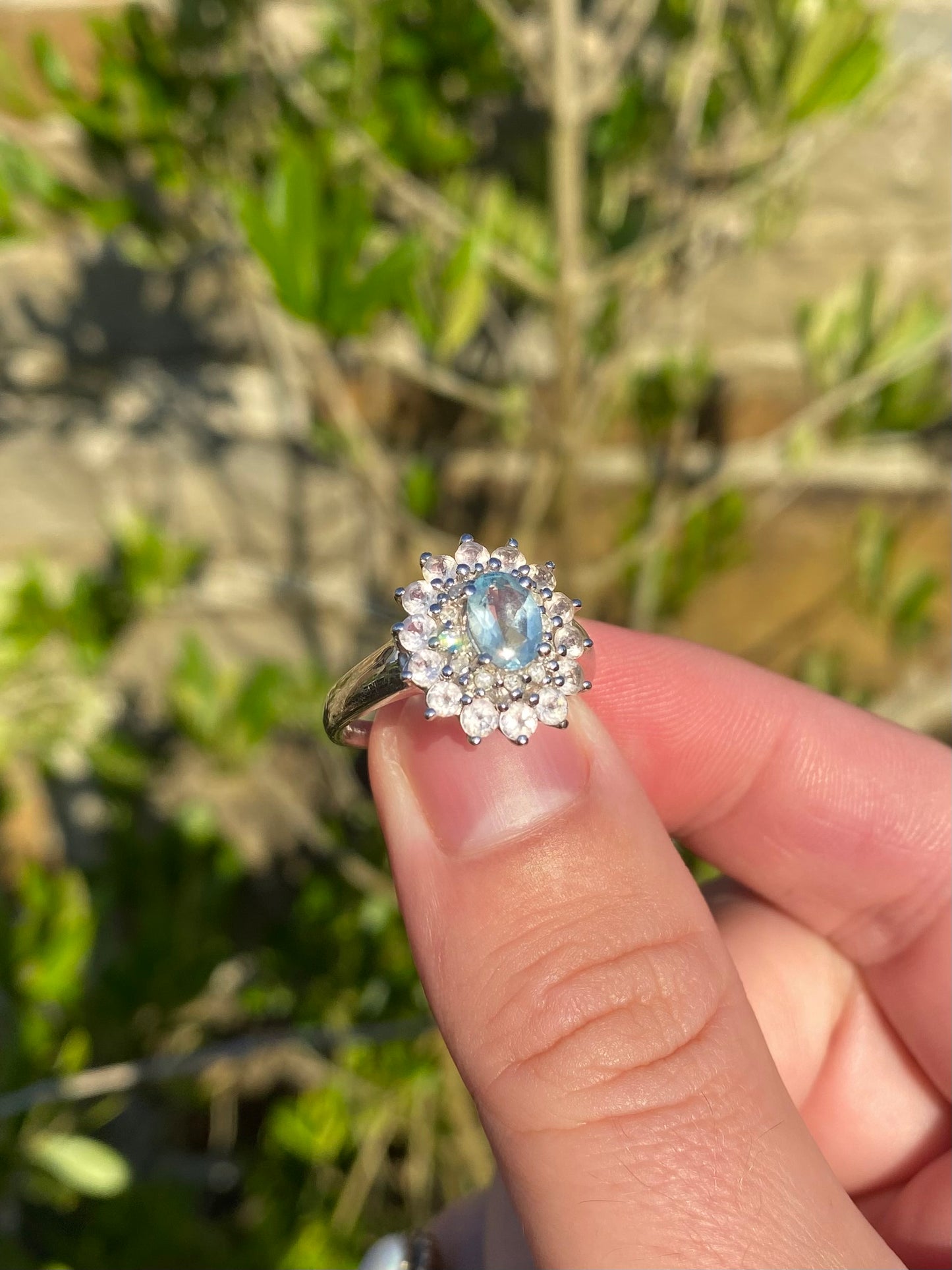 White Gold Aquamarine Cluster Ring