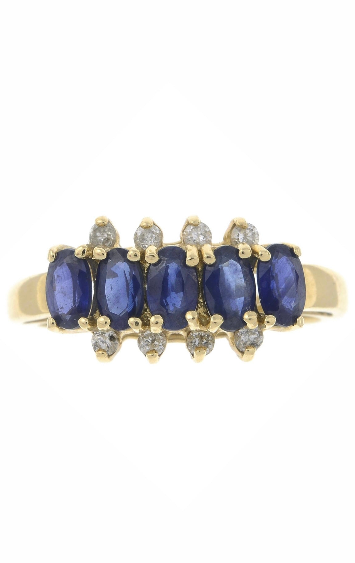 14k Sapphire & diamond dress ring - Size: N