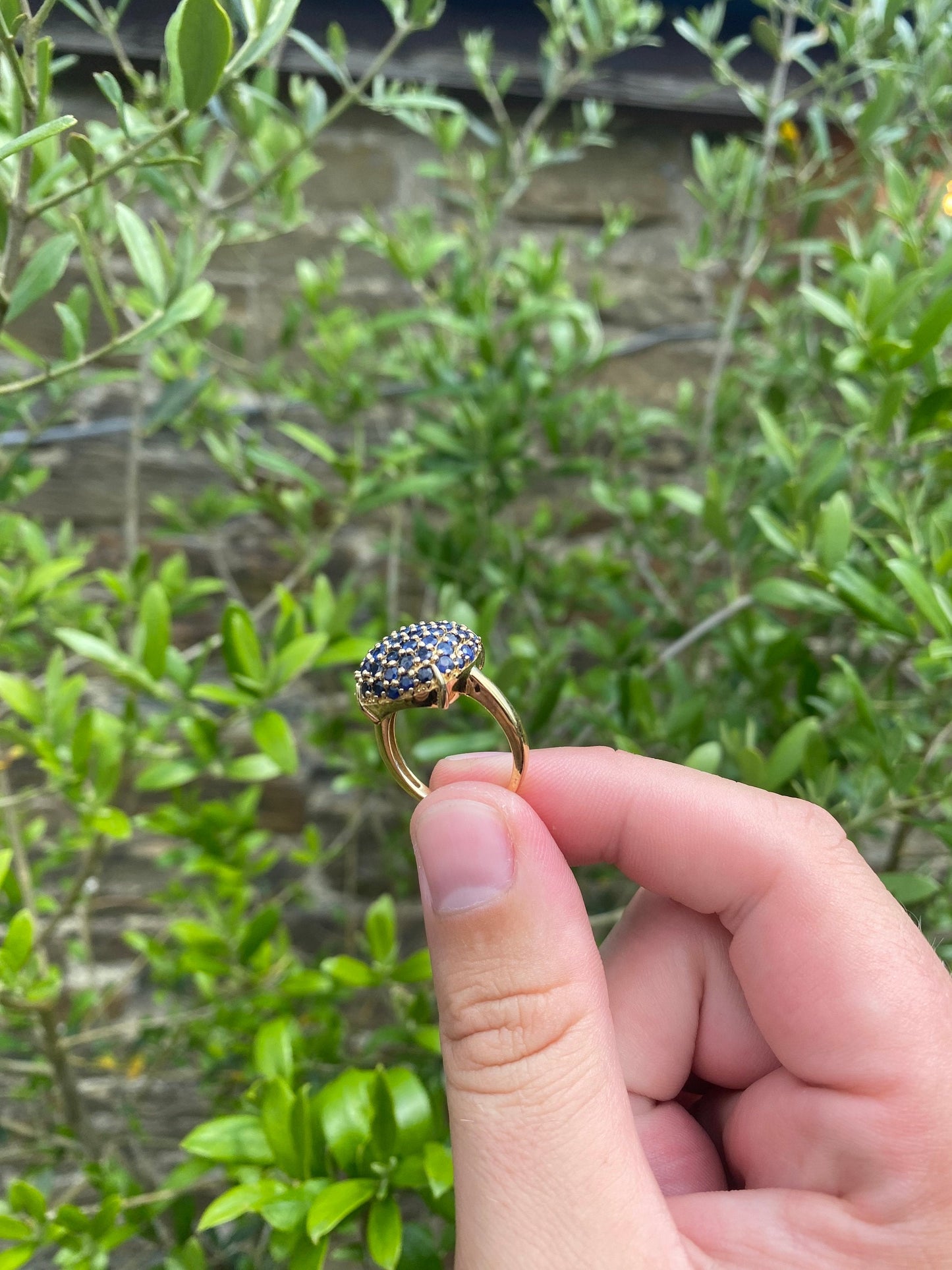 3.00ct Blue Sapphire multi-stone RING 14ct gold over silver - Size: O 1/2