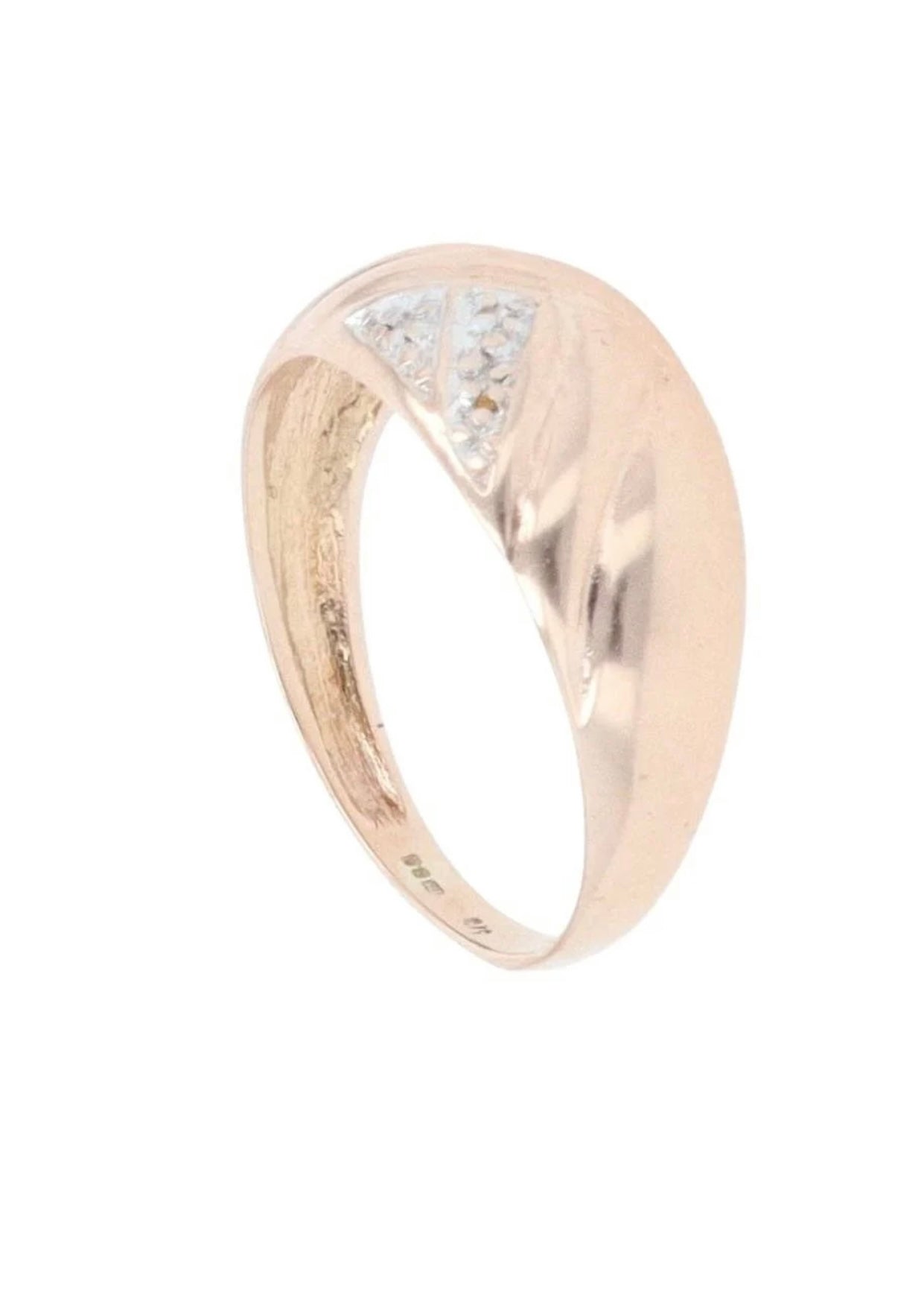 Vintage 9ct Yellow Gold Diamond Ring - Size: O 1/2