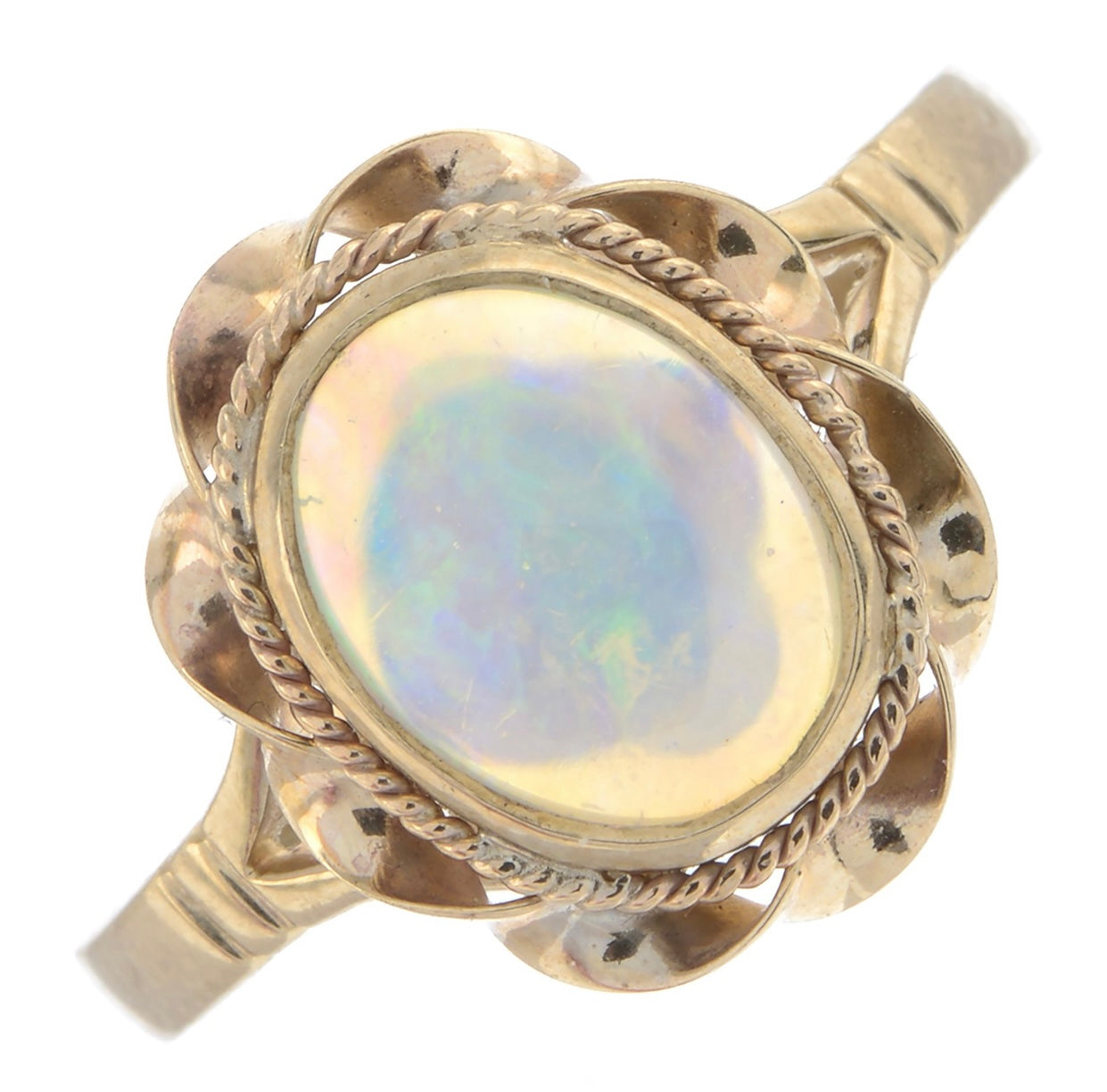 Opal & Gold Ring - Size: O