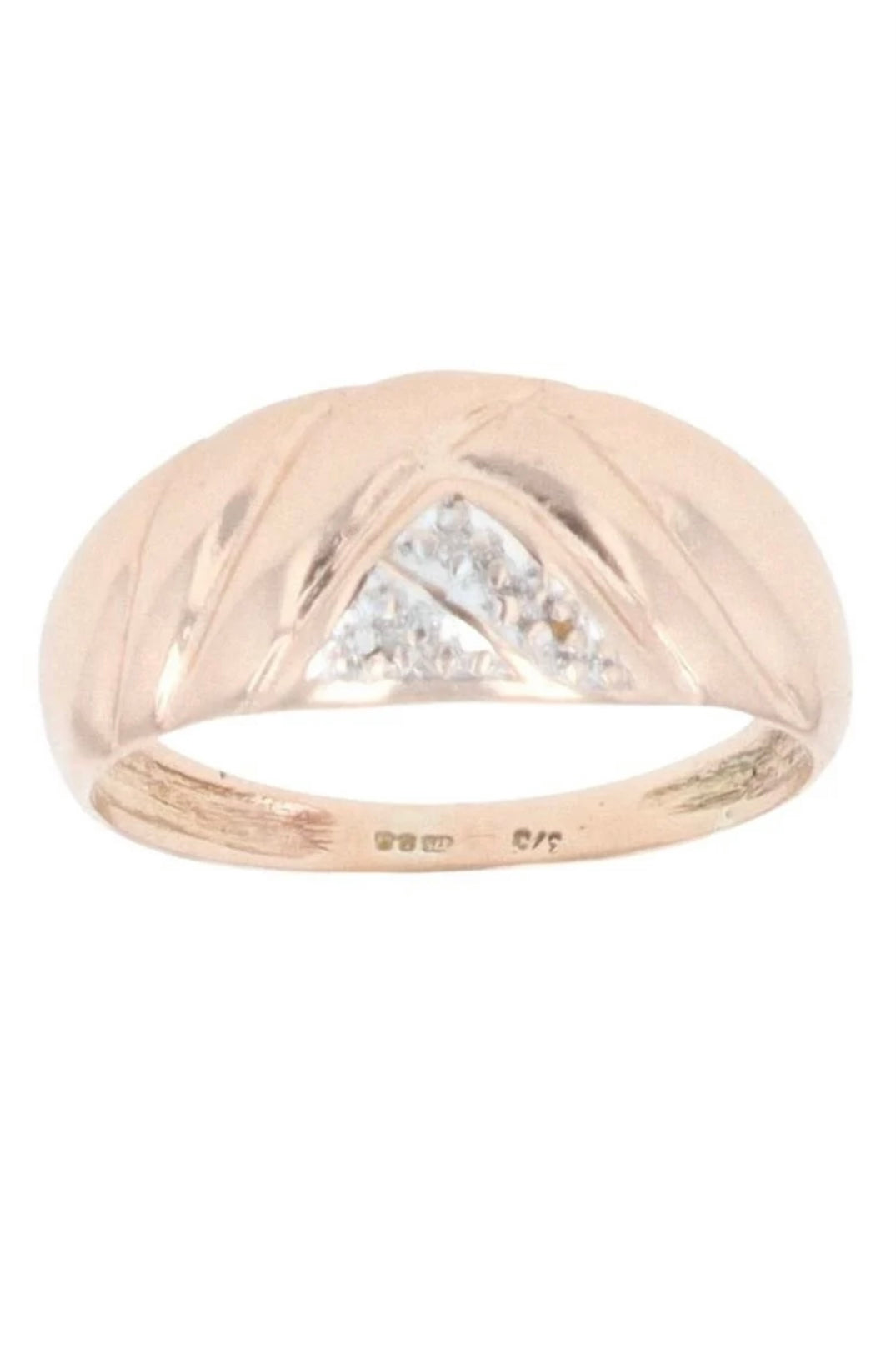Vintage 9ct Yellow Gold Diamond Ring - Size: O 1/2
