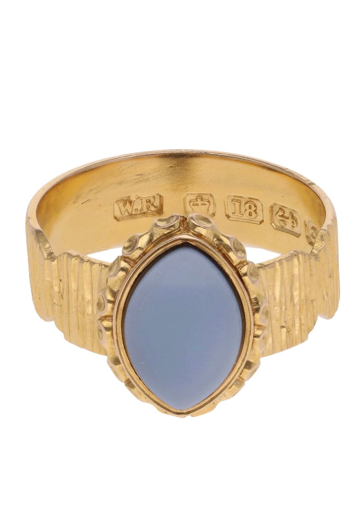 Elegant Antique 18ct Gold Chalcedony Ring 1863 - Size: Q