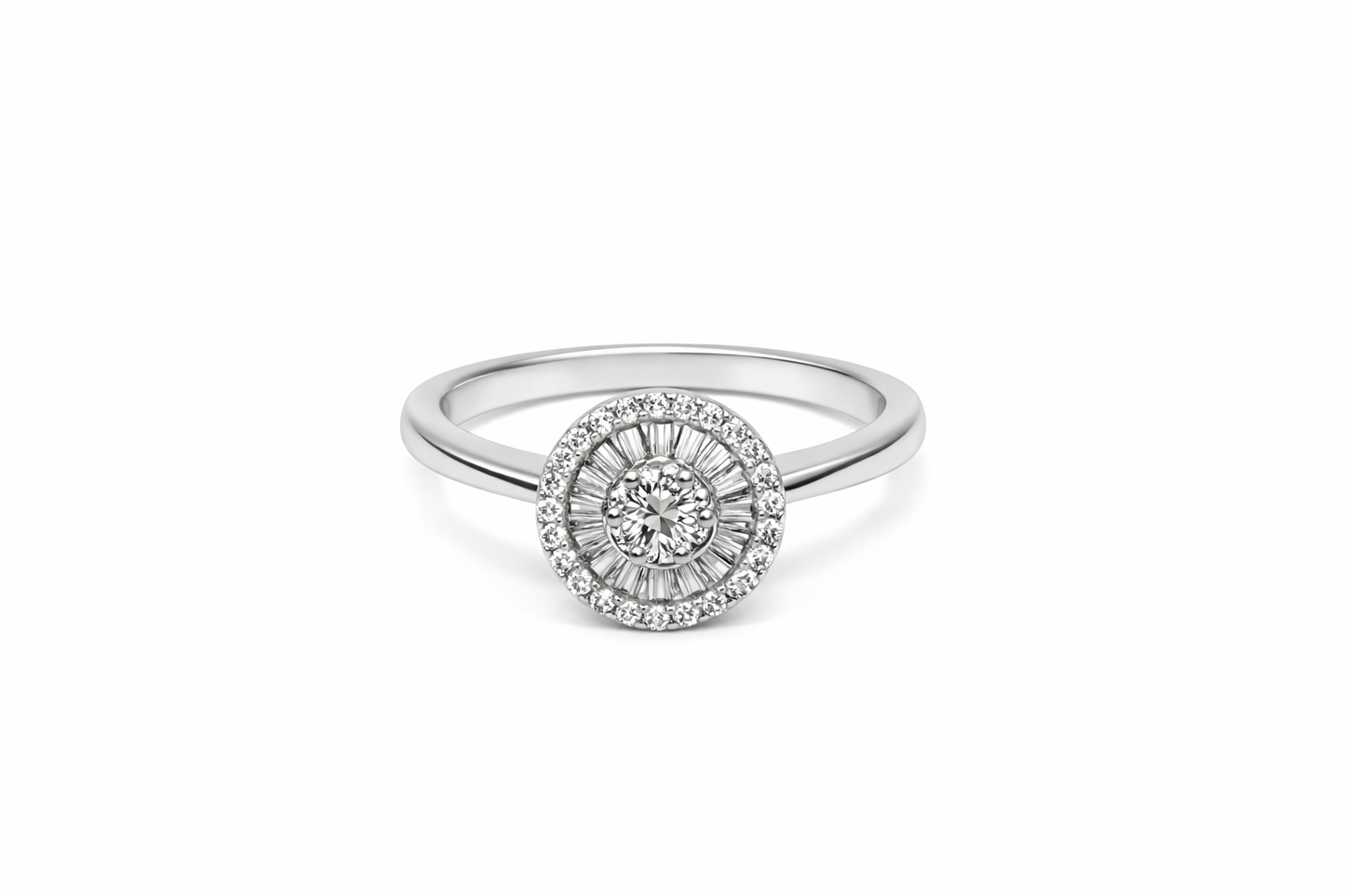 18ct White Gold Diamond Cluster Ring – Size Q